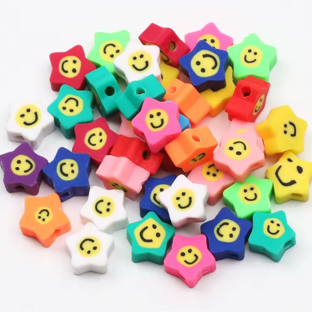 Mix Smiley Happy Face Polymer Clay Beads - 10mm - Fash Brand